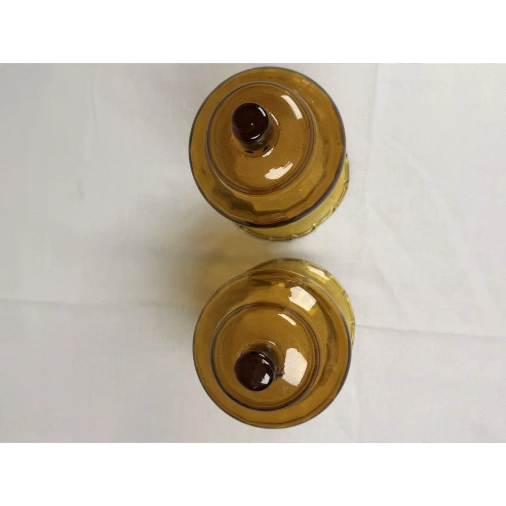Vintage Amber Glass Lamp Shades Set Of 2 Mid Century Light Fixture Covers